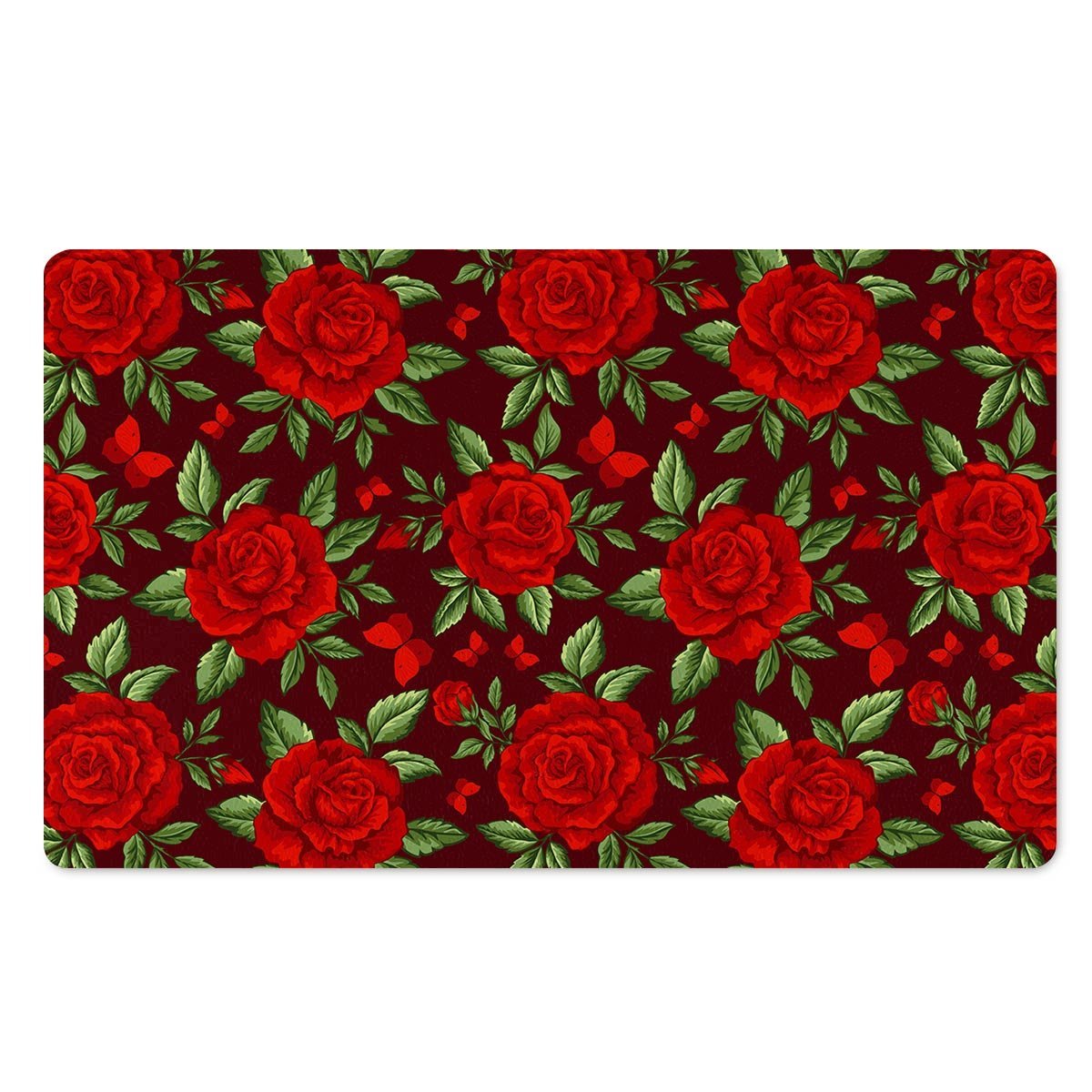 Red Rose Flower Door Mat-grizzshop