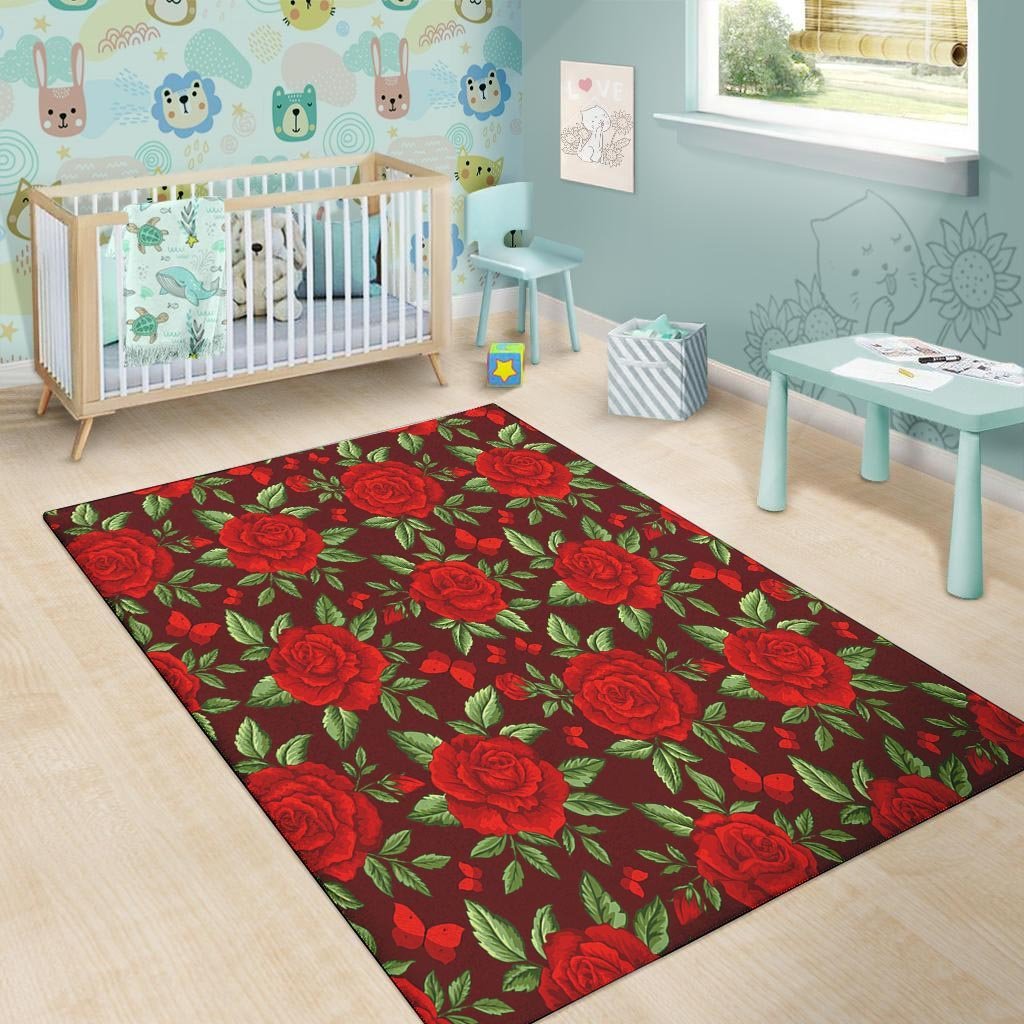 Red Rose Flower Floor Mat-grizzshop