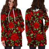 Red Rose Flower Hoodie Dress-grizzshop