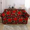 Red Rose Flower Loveseat Cover-grizzshop