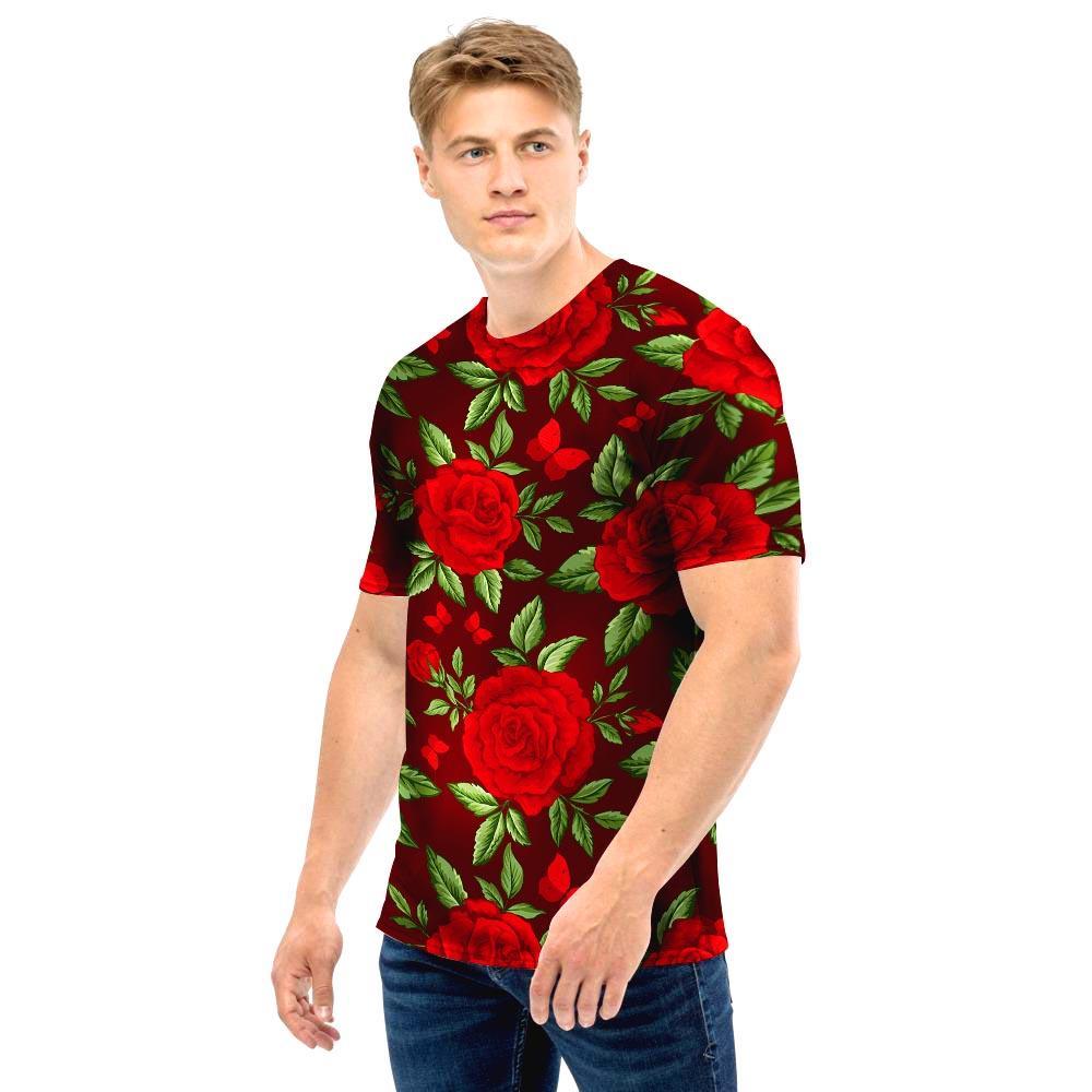 Red Rose Flower Men T Shirt-grizzshop