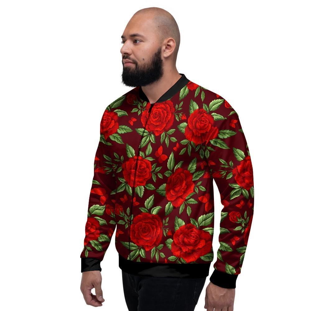 Red Rose Flower Men's Bomber Jacket-grizzshop