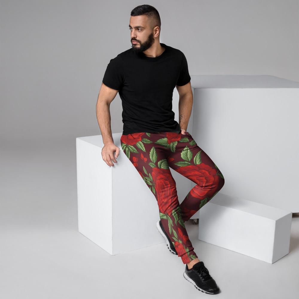 Red Rose Flower Men's Joggers-grizzshop