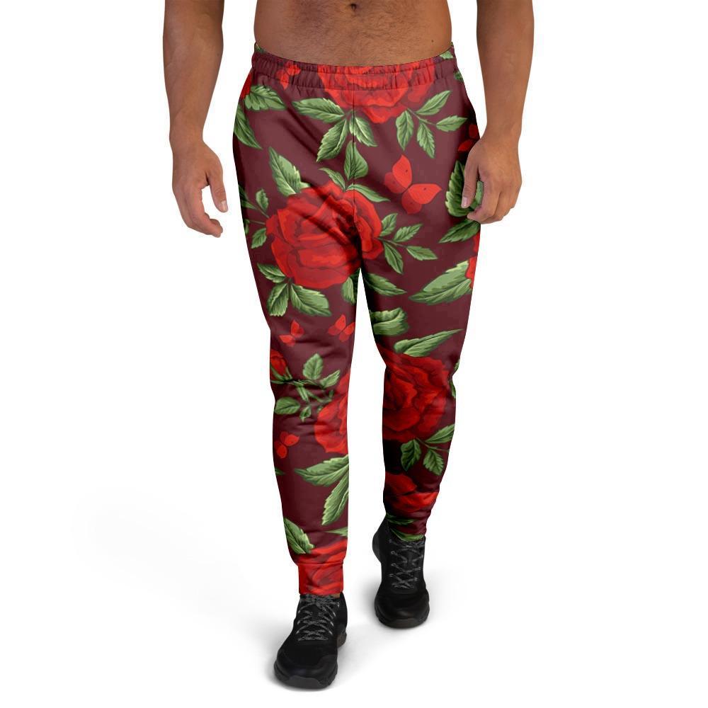 Red Rose Flower Men's Joggers-grizzshop