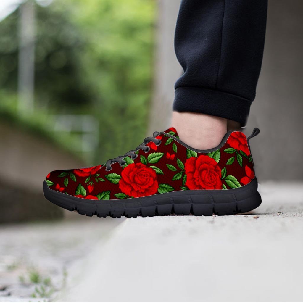 Red Rose Flower Men's Sneakers-grizzshop