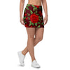 Red Rose Flower Mini Skirt-grizzshop