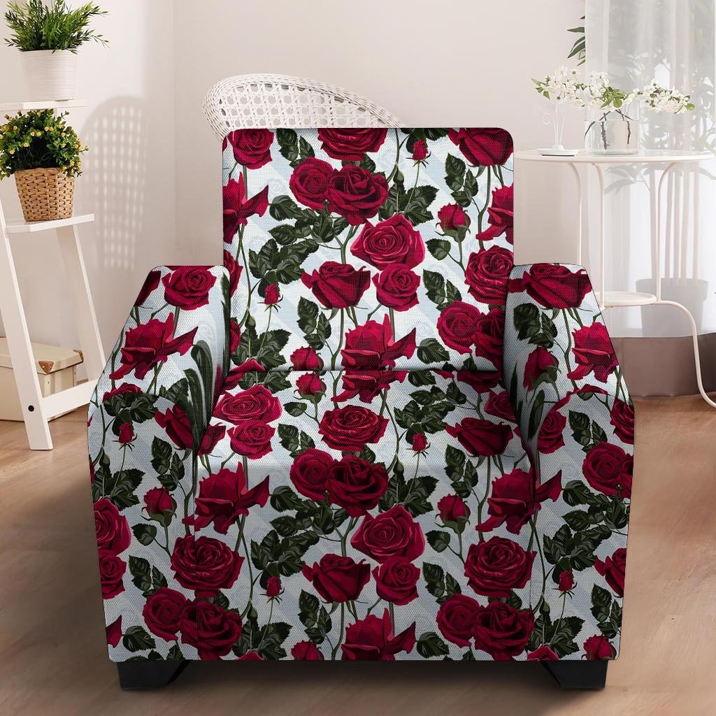 Red Rose Flower Print Armchair Cover-grizzshop