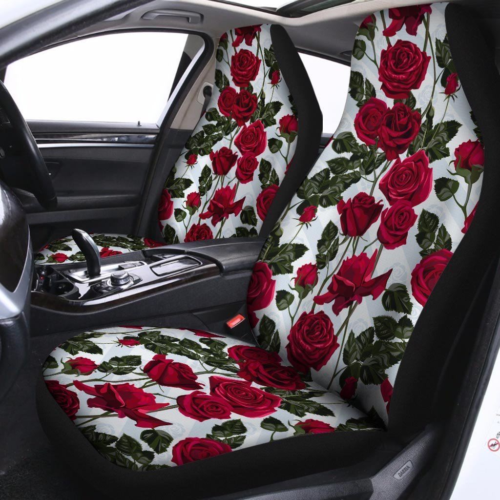 Red Rose Flower Print Car Seat Covers-grizzshop