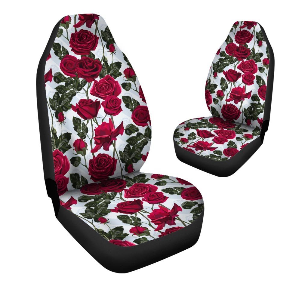 Red Rose Flower Print Car Seat Covers-grizzshop