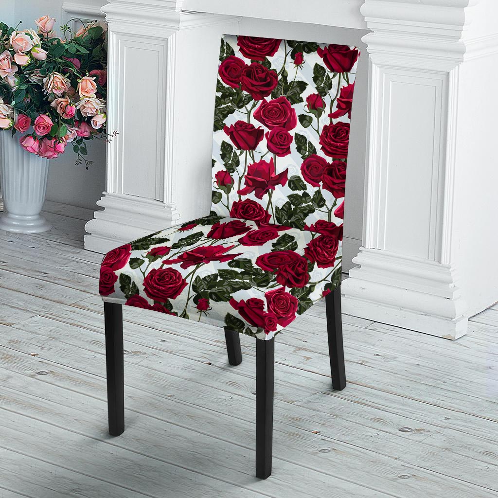 Red Rose Flower Print Chair Cover-grizzshop