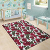 Red Rose Flower Print Floor Mat-grizzshop