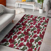 Red Rose Flower Print Floor Mat-grizzshop