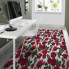 Red Rose Flower Print Floor Mat-grizzshop