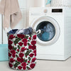 Red Rose Flower Print Laundry Basket-grizzshop