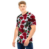 Red Rose Flower Print Men T Shirt-grizzshop