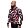 Red Rose Flower Print Men's Bomber Jacket-grizzshop