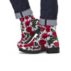 Red Rose Flower Print Men's Boots-grizzshop