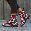 Red Rose Flower Print Men's Boots-grizzshop