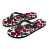 Red Rose Flower Print Men's Flip Flops-grizzshop