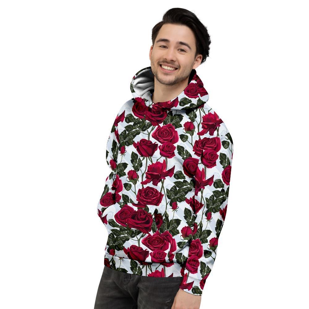 Red Rose Flower Print Men's Hoodie-grizzshop