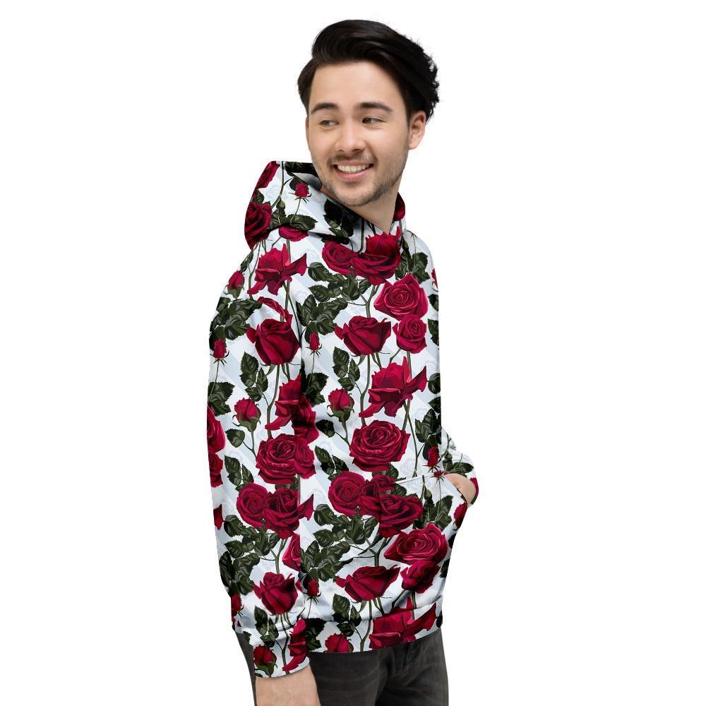 Red Rose Flower Print Men's Hoodie-grizzshop