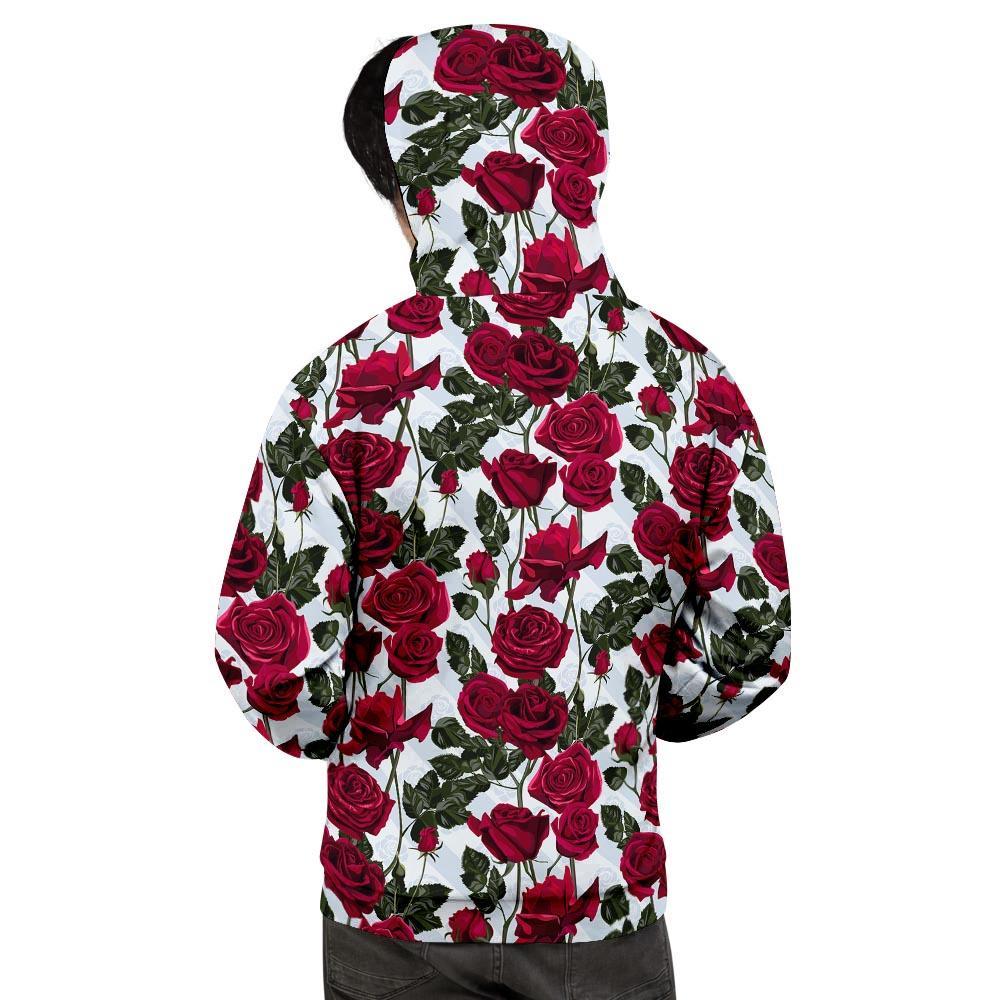 Red Rose Flower Print Men's Hoodie-grizzshop