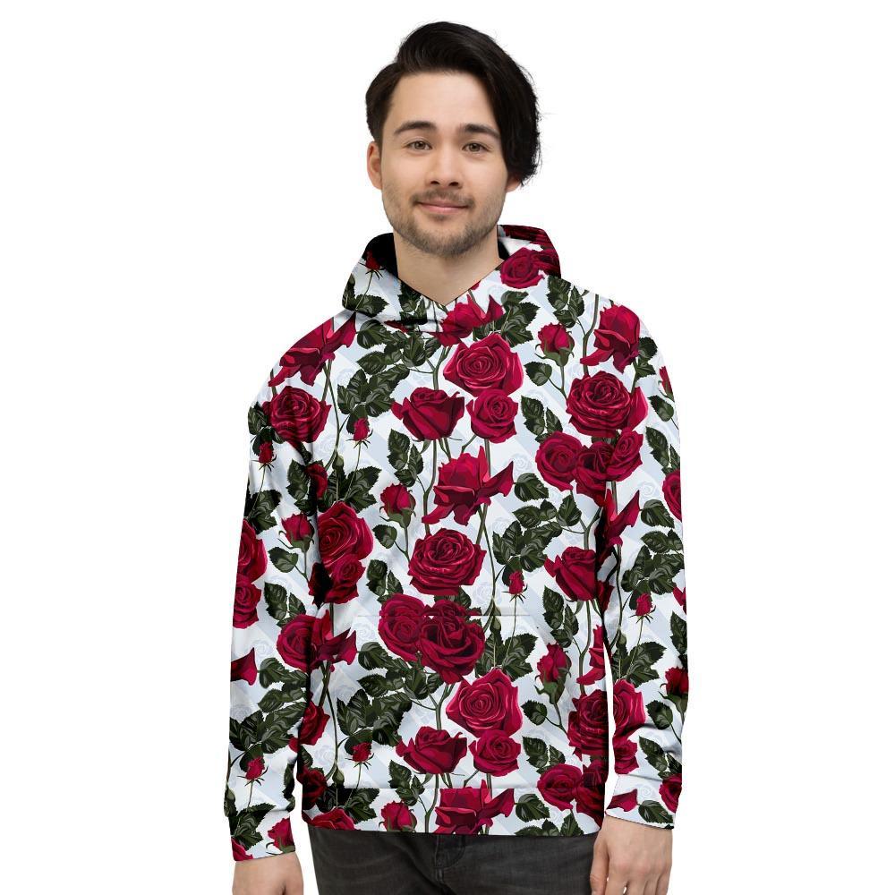 Red Rose Flower Print Men's Hoodie-grizzshop
