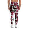 Red Rose Flower Print Men's Leggings-grizzshop