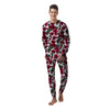 Red Rose Flower Print Men's Pajamas-grizzshop