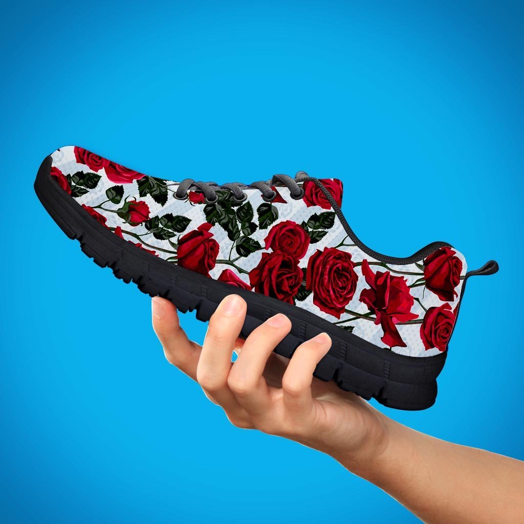 Red Rose Flower Print Men's Sneakers-grizzshop