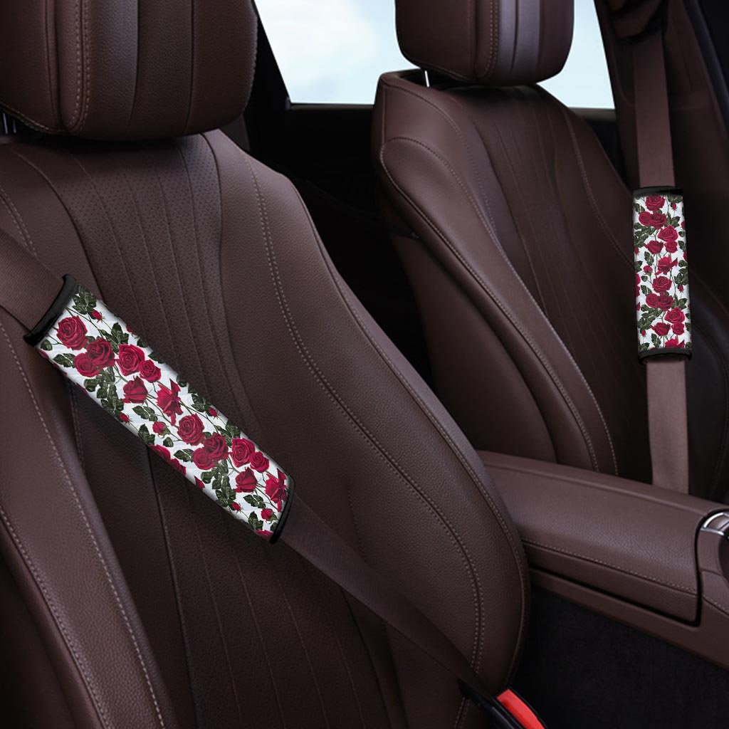 Red Rose Flower Print Seat Belt Cover-grizzshop