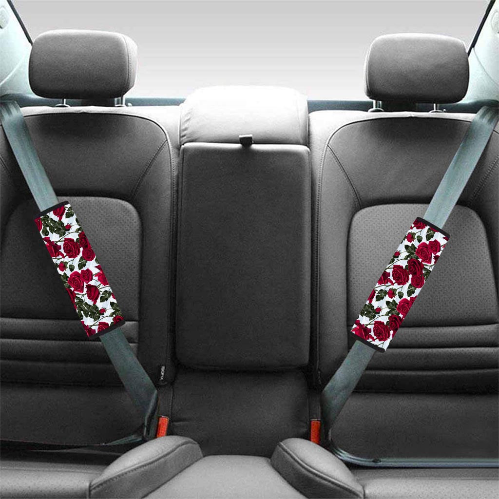 Red Rose Flower Print Seat Belt Cover-grizzshop