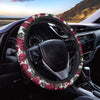 Red Rose Flower Print Steering Wheel Cover-grizzshop