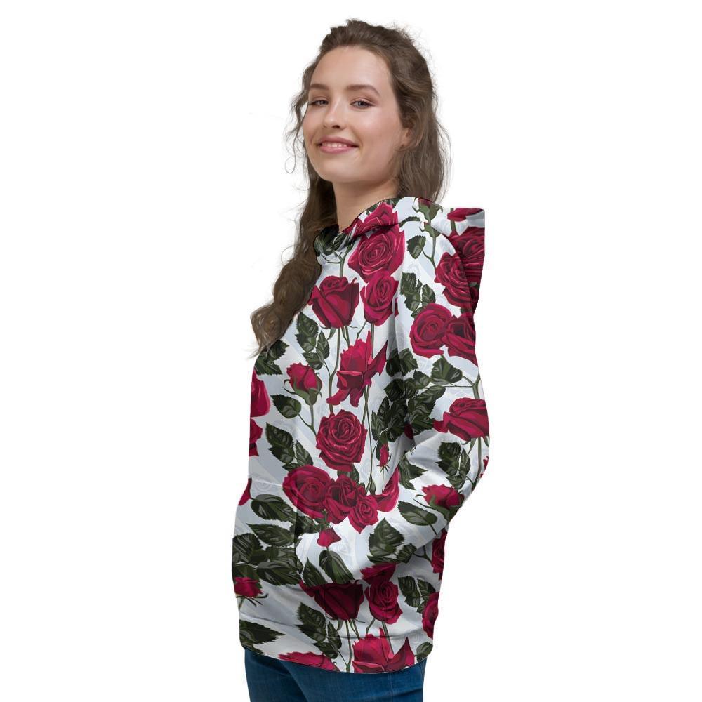 Red Rose Flower Print Women's Hoodie-grizzshop