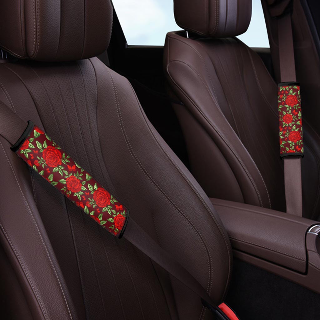 Red Rose Flower Seat Belt Cover-grizzshop