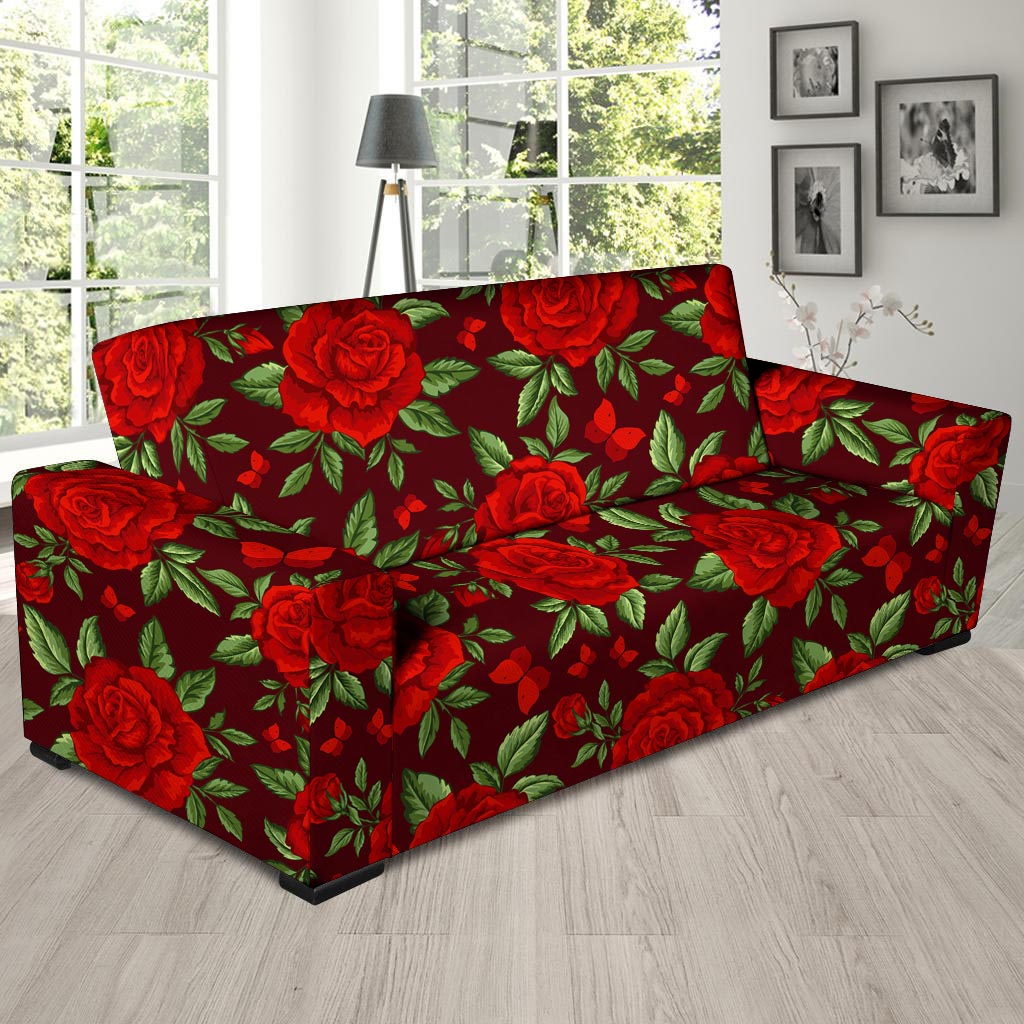 Red Rose Flower Sofa Cover-grizzshop