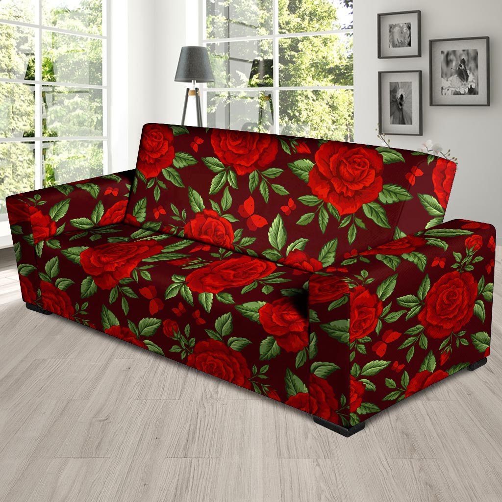 Red Rose Flower Sofa Cover-grizzshop