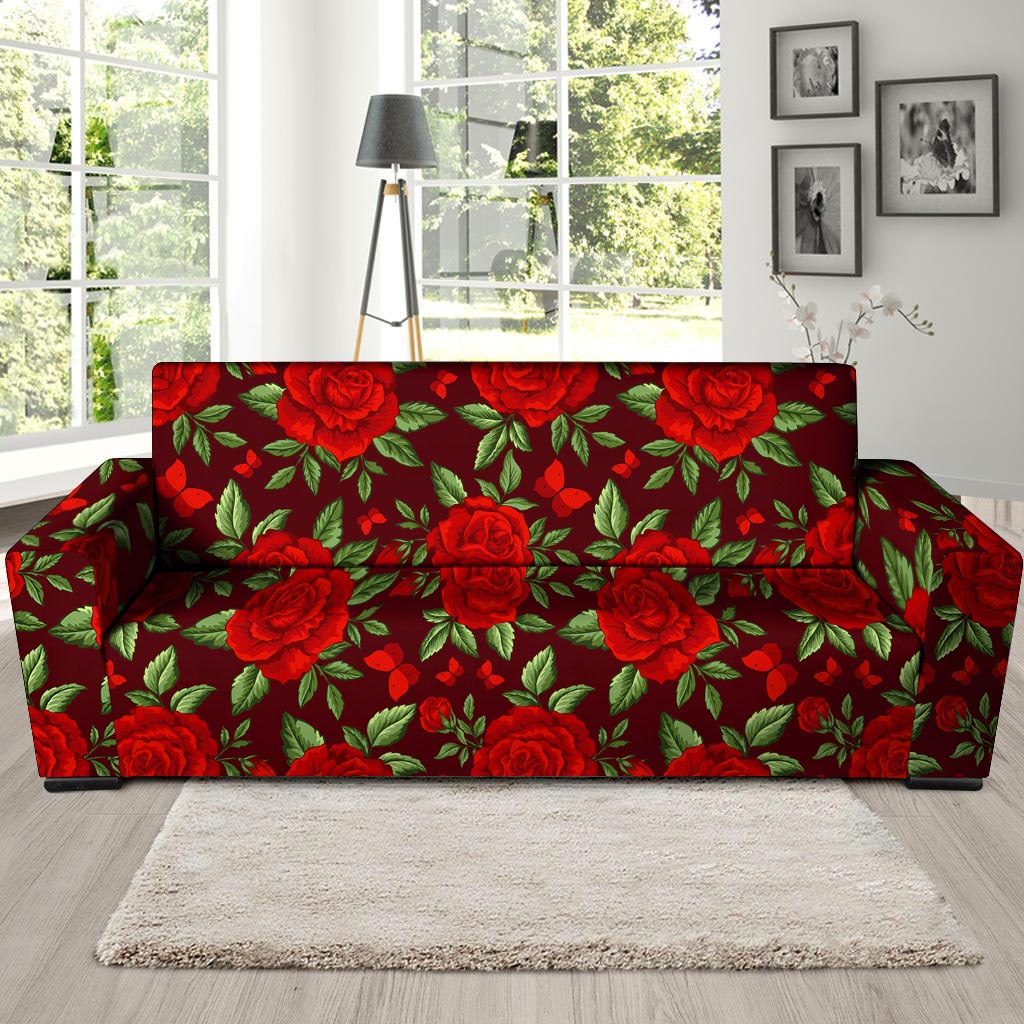 Red Rose Flower Sofa Cover-grizzshop