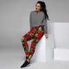 Red Rose Flower Women's Joggers-grizzshop