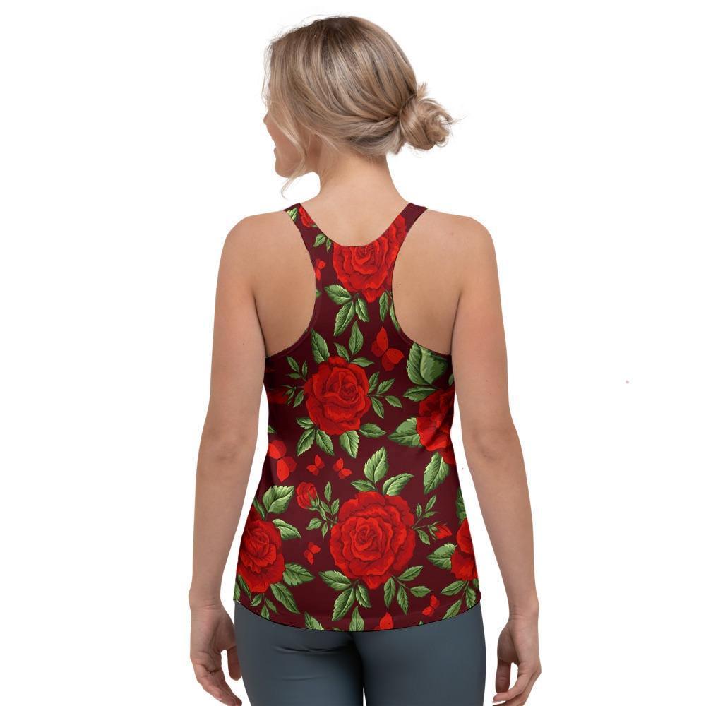 Red Rose Flower Women's Racerback Tank Top-grizzshop
