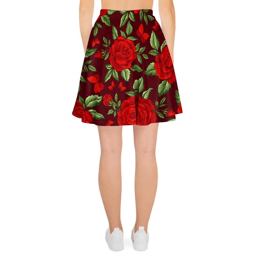 Red Rose Flower Women's Skirt-grizzshop