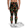 Red Rose Flowers Print Pattern Men's Leggings-grizzshop