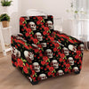 Red Rose Skull Armchair Cover-grizzshop