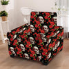 Red Rose Skull Armchair Cover-grizzshop