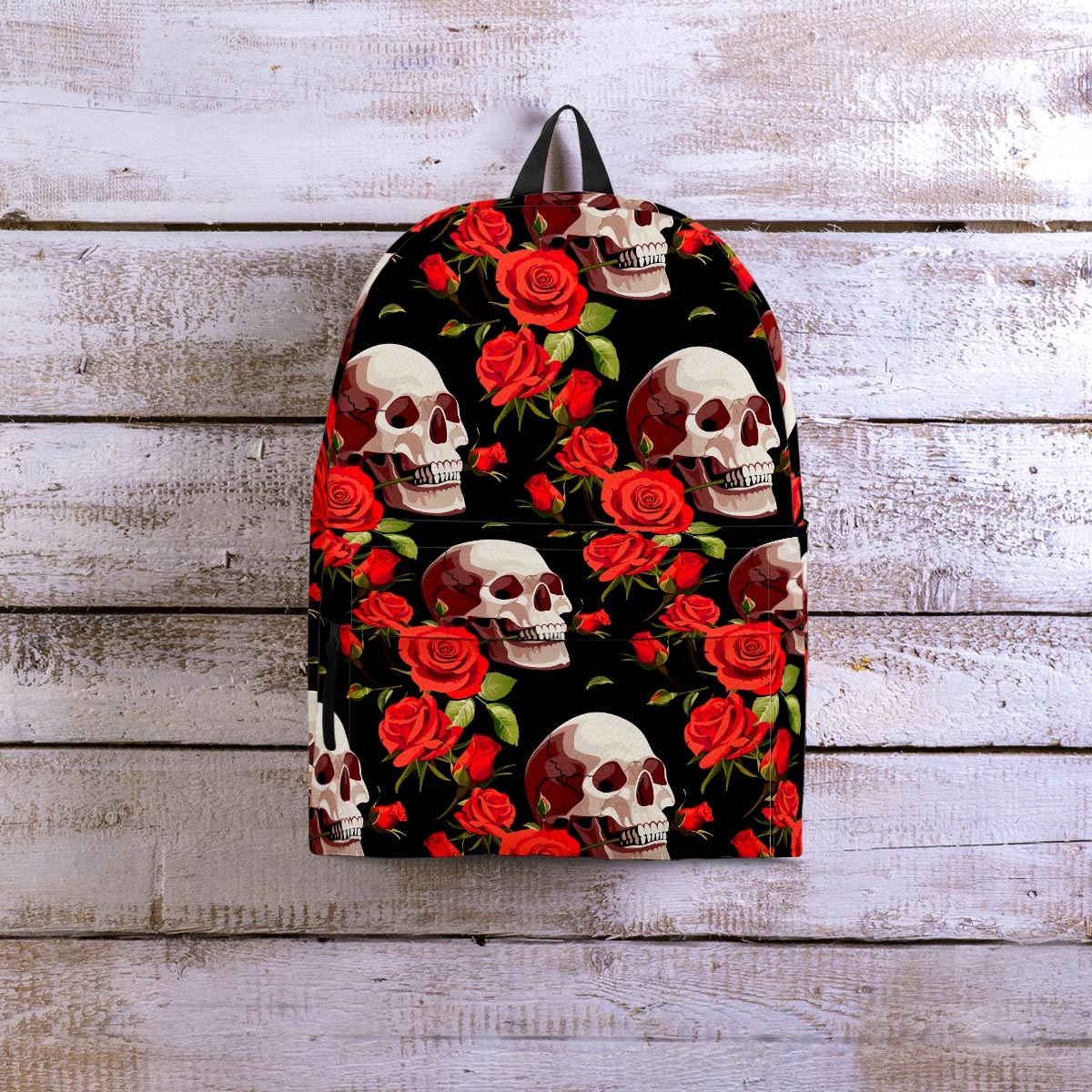 Red Rose Skull Backpack-grizzshop