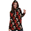 Red Rose Skull Hoodie Dress-grizzshop