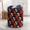 Red Rose Skull Laundry Basket-grizzshop