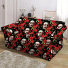 Red Rose Skull Loveseat Cover-grizzshop