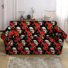 Red Rose Skull Loveseat Cover-grizzshop