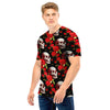 Red Rose Skull Men T Shirt-grizzshop